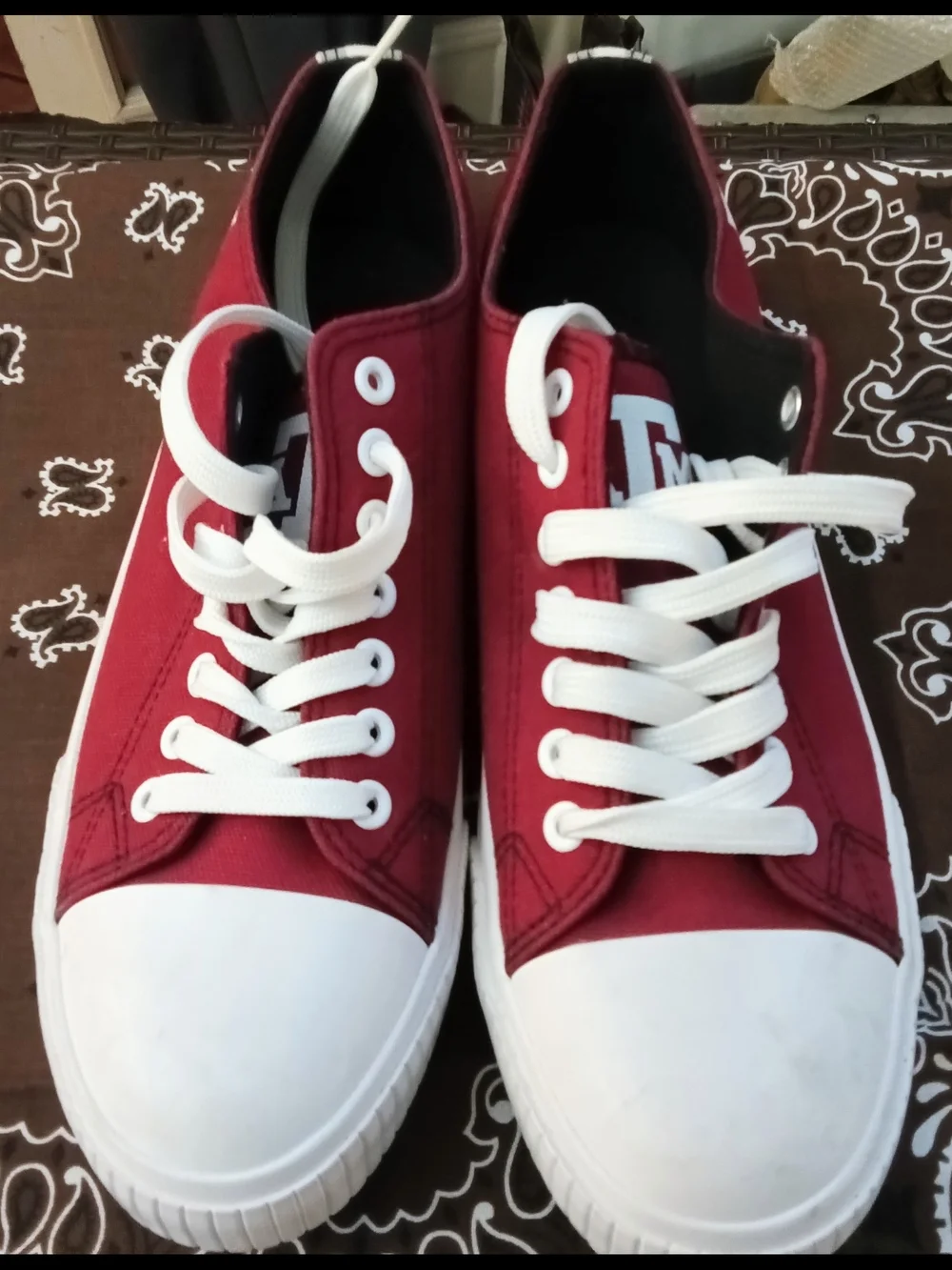 Texas A&M Maroon Canvas Men's (Unisex) Sneakers with White Trim